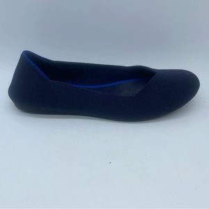 Rothy’s The Flat Round Toe Ballet Navy Blue Sz 8 Slip On Washable